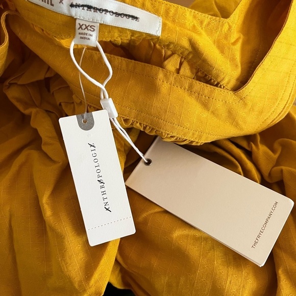 Frye X Anthropologie Marin Mustard Yellow top Size XXS NWT - Picture 7 of 8